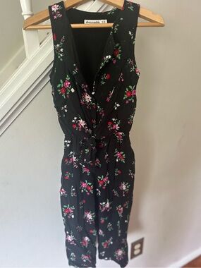 Abercrombie Kids Black Floral FauxWrap Jumpsuit